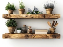 a shelf with plants and books