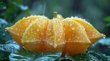 a fruit with water droplets on it