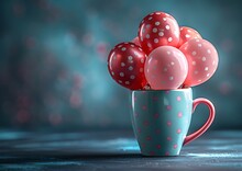 a cup with balloons in it