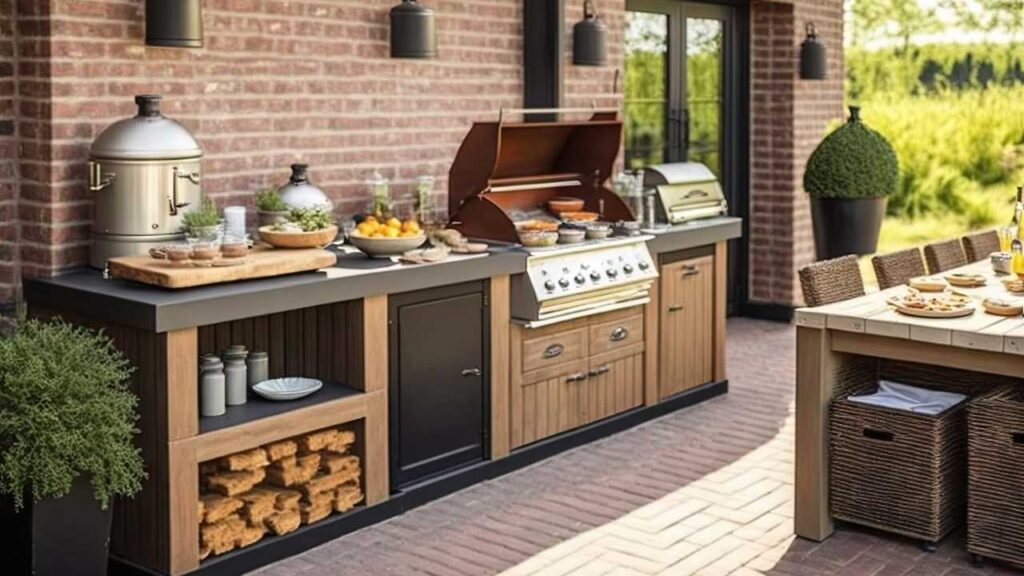 a barbecue grill with food on it