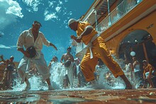 a group of men in yellow robes