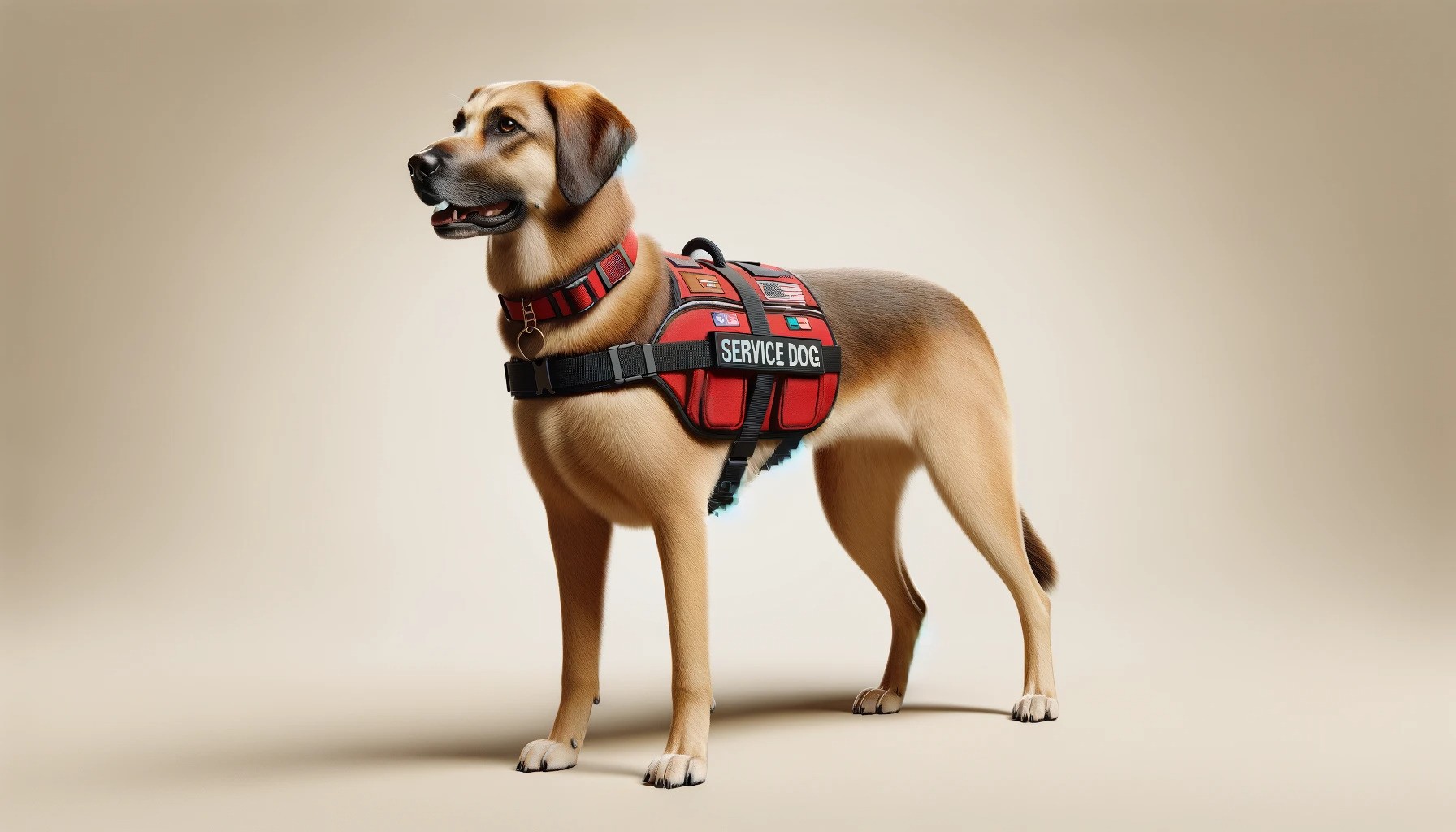 a dog wearing a vest