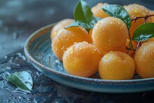 a plate of yellow fruit