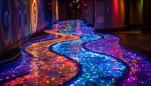 a colorful floor with lights