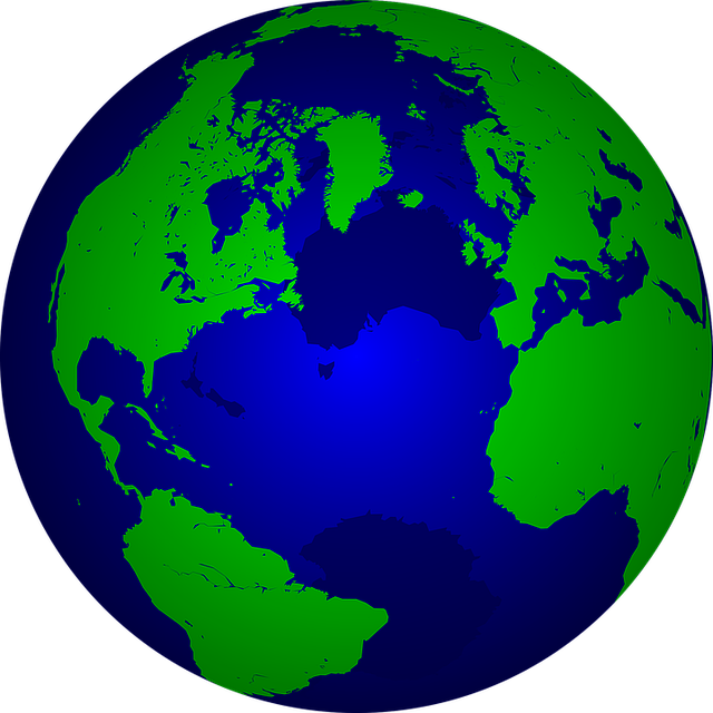 a blue and green globe