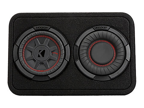 a black speaker box with two round speakers