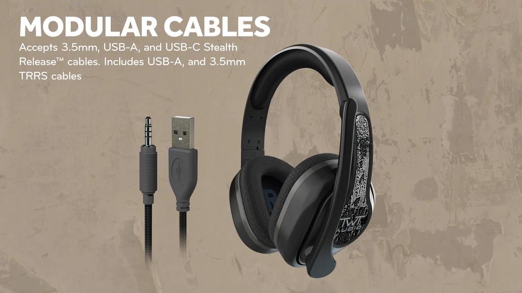 a black headphones with a usb cable