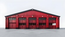 a red building with a black roof