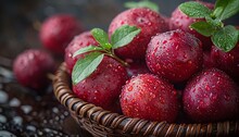 a bowl of red fruit