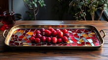 a plate of red fruits