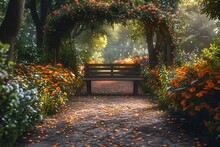 a bench in a garden