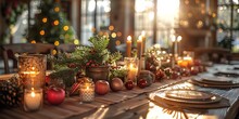 a table with candles and decorations