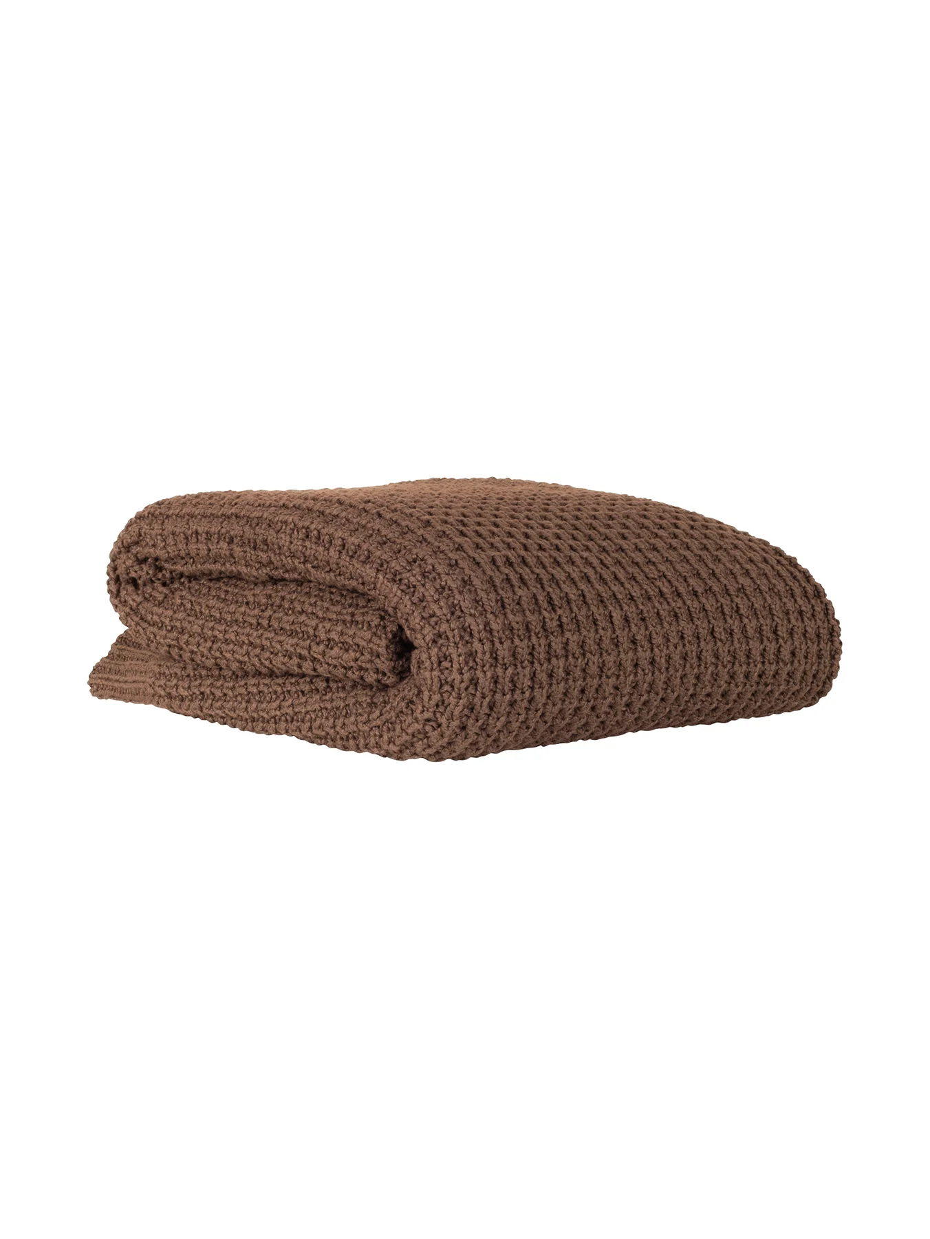 a brown blanket folded on a white background