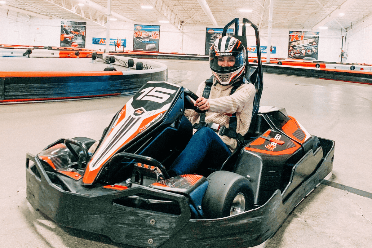 a person in a go kart