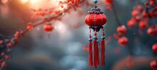 a red lantern from a tree