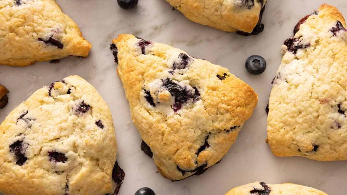 a group of blueberry scones