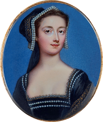 a portrait of a woman in a blue dress