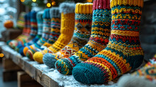 a row of colorful socks