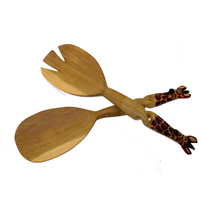 a wooden spoon and fork