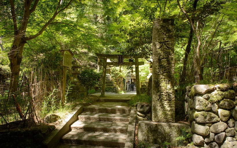 a stone steps leading to a stone structure