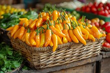 a basket of yellow peppers