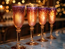 a row of champagne glasses