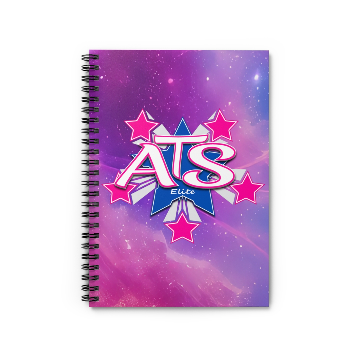 a spiral notebook with a logo on it