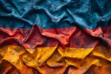 a blue red and yellow fabric