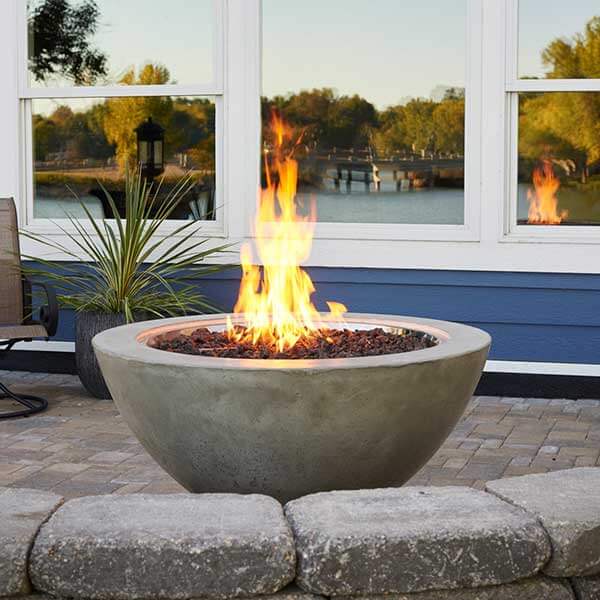 a fire pit on a patio