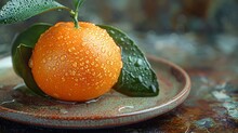 a orange with water droplets on it