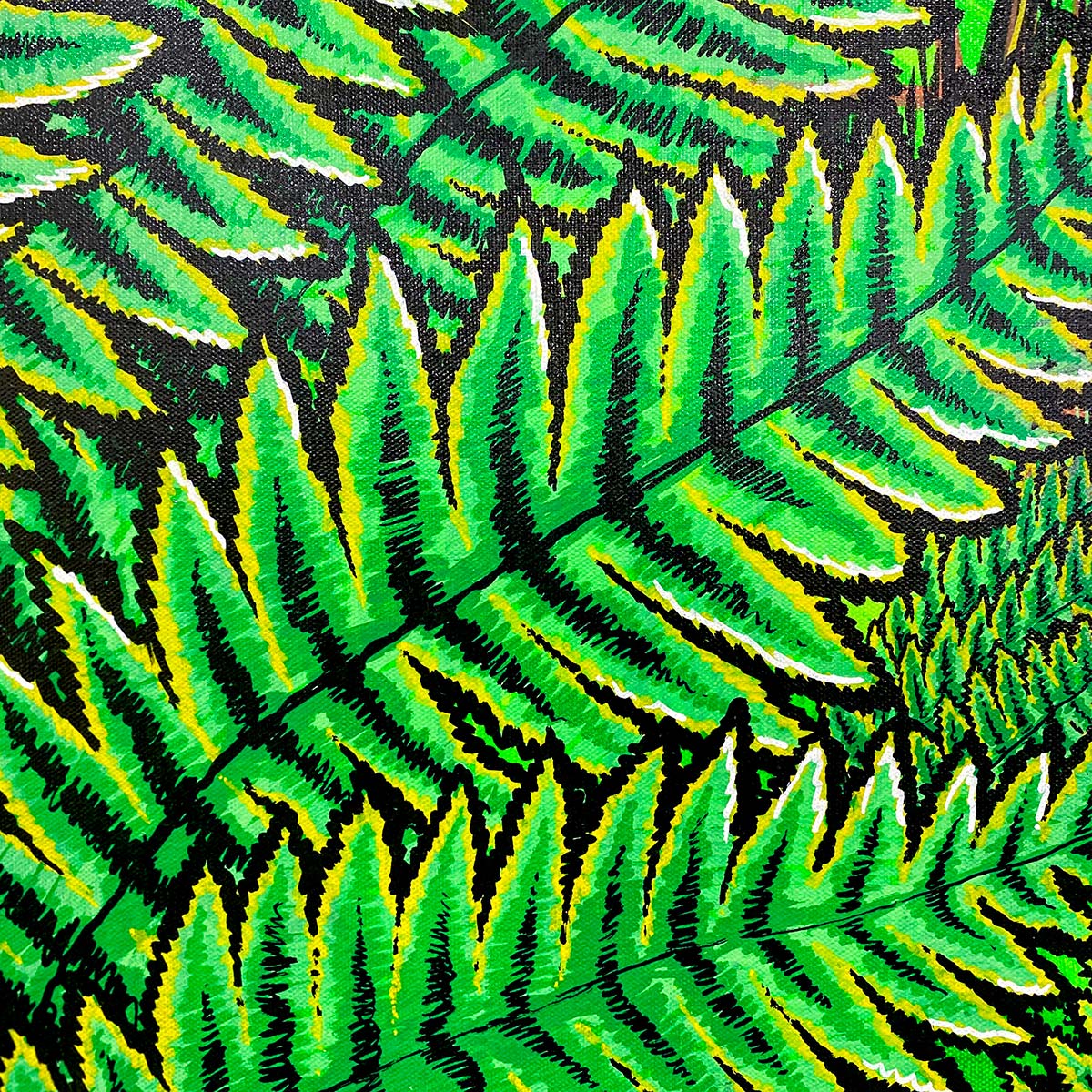 a green and yellow fern leaves