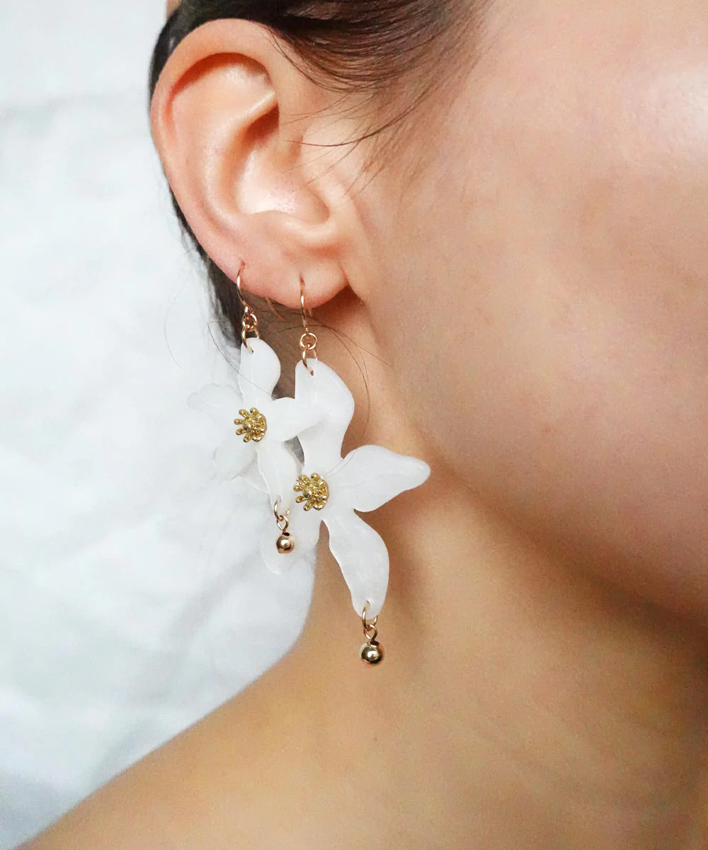 a woman's ear with earrings
