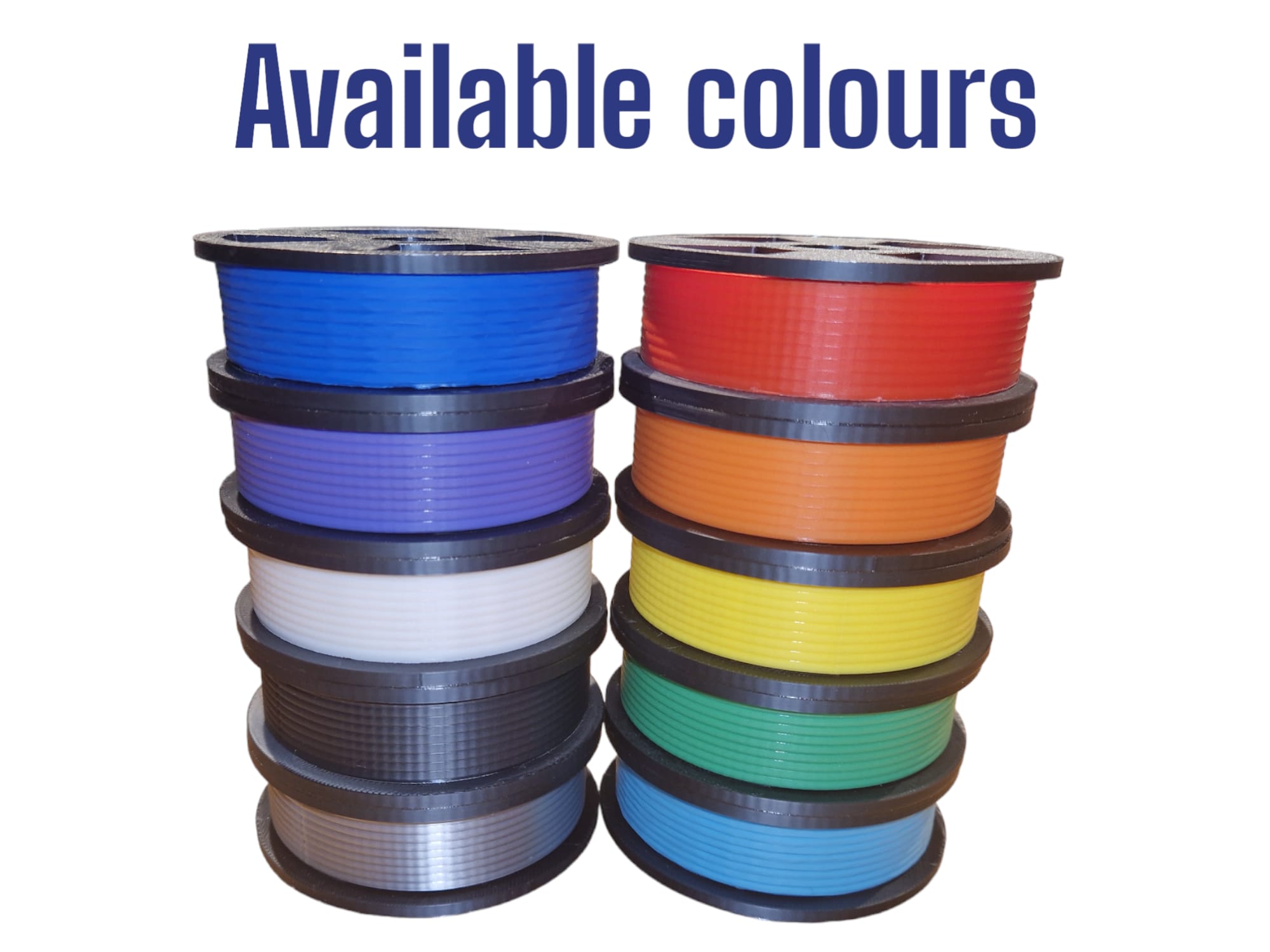 a stack of colorful spools