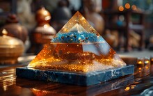 a pyramid with a clear liquid inside