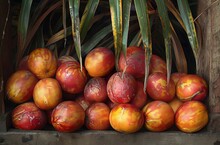 a group of red and yellow fruits