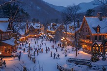 a group of people in a snowy area