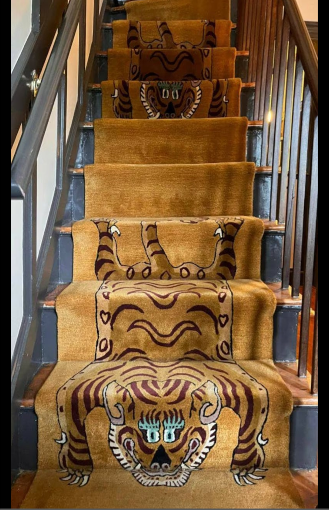 a staircase with carpeted up