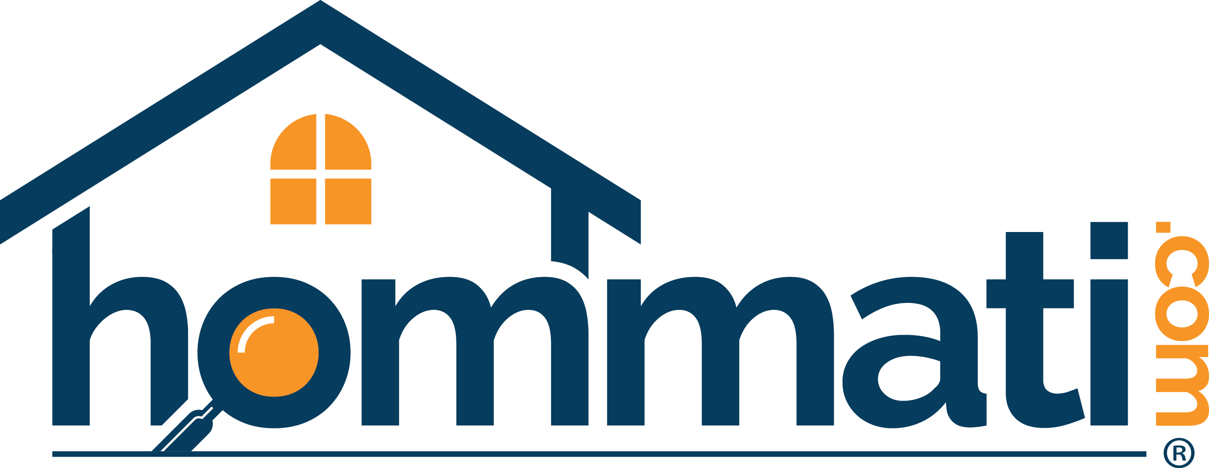 a blue and orange logo