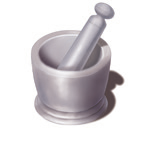 a mortar and pestle with a stick