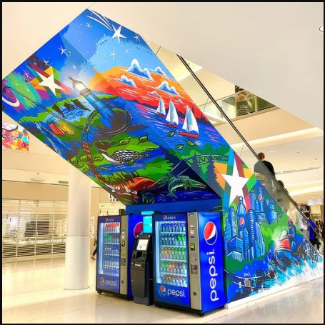 a vending machine with a colorful design
