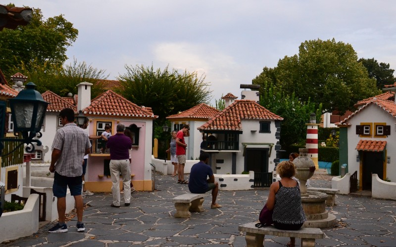 a group of people in a courtyard