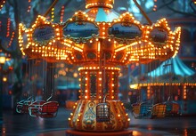 a carnival ride with lights