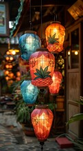 a group of colorful lanterns