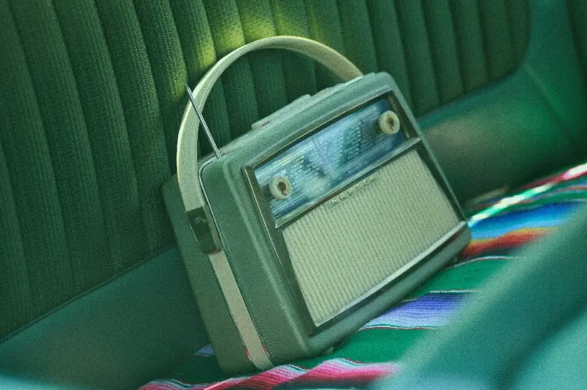 a radio on a seat