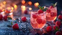 a drink with berries in a glass