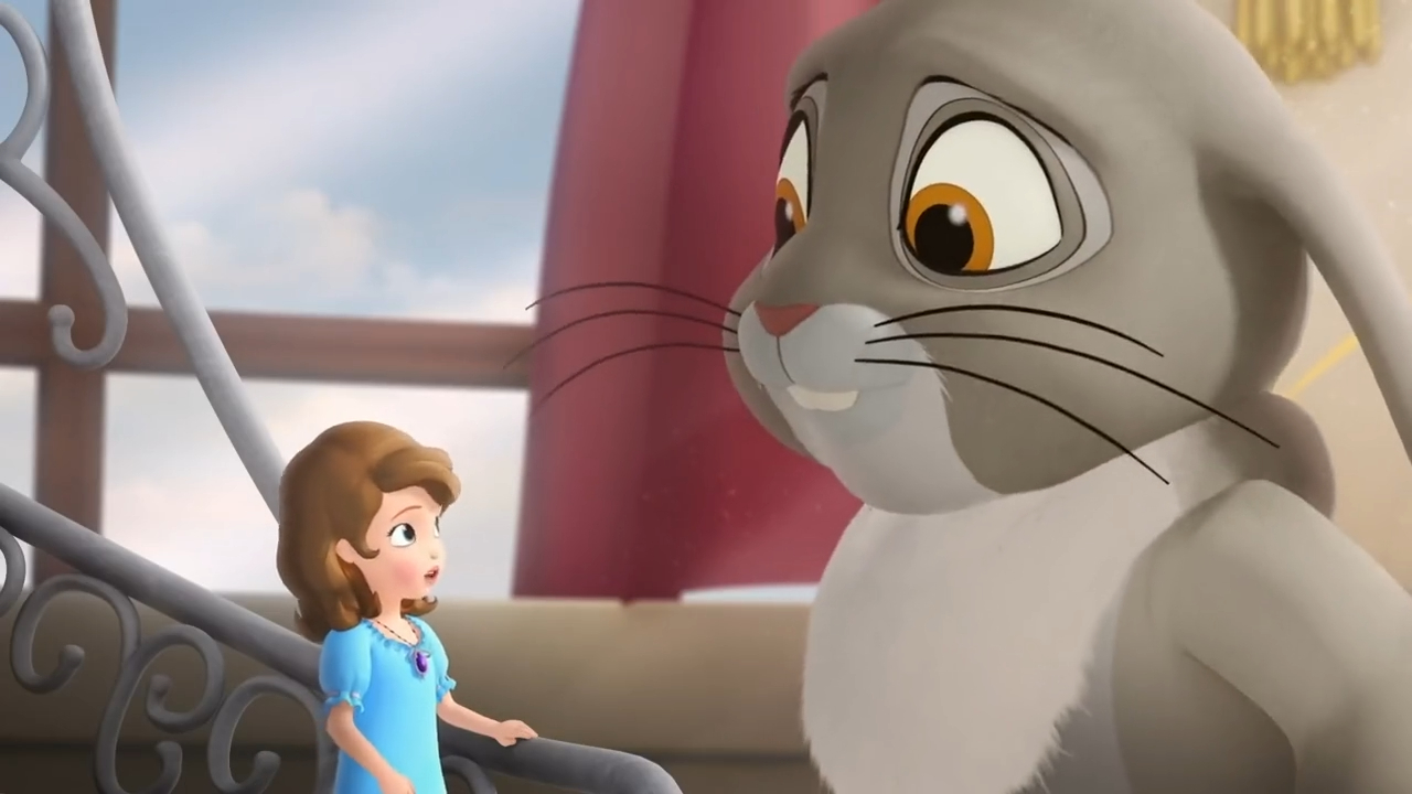 a cartoon of a girl and a rabbit