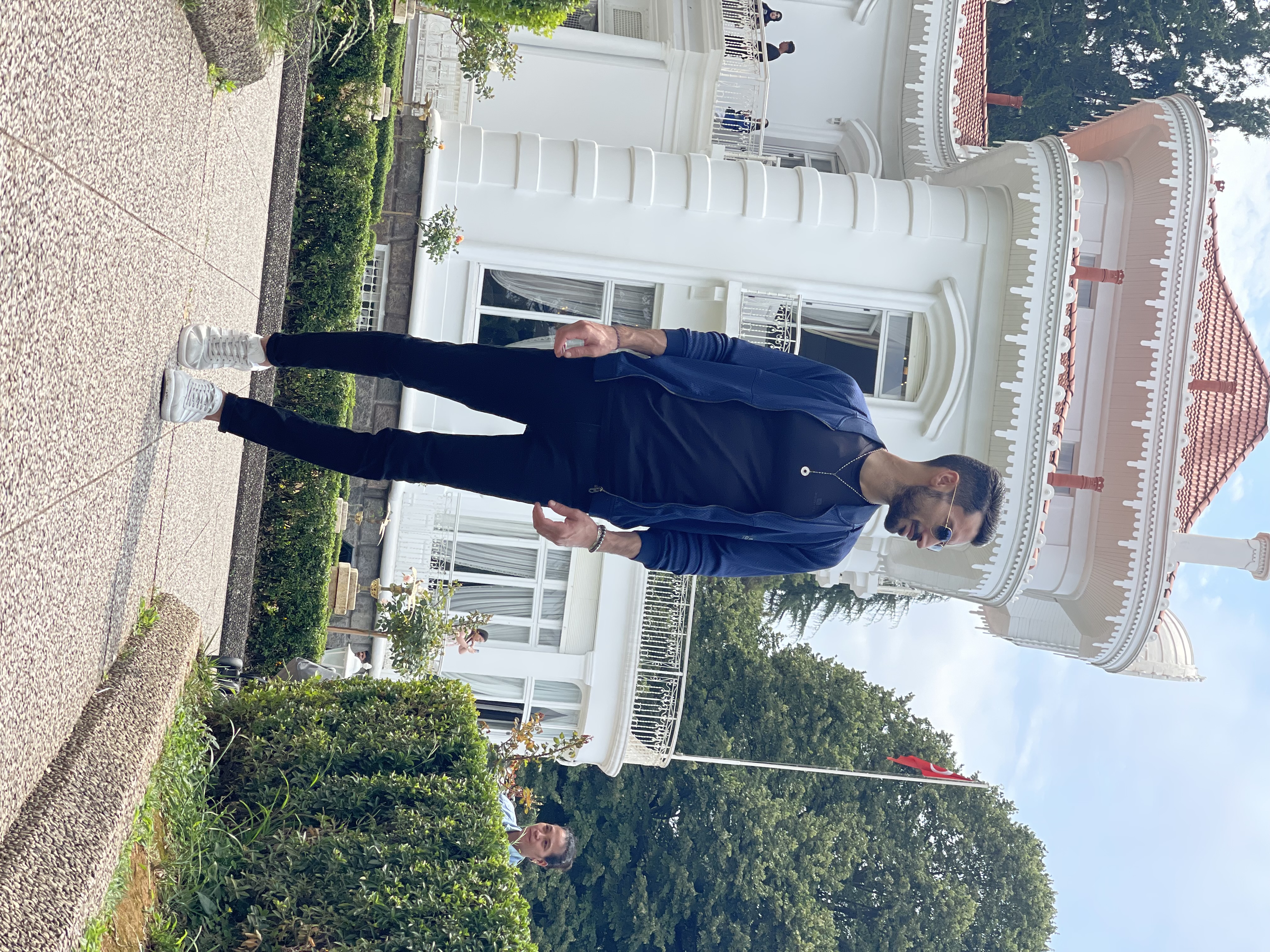 a man standing outside a building