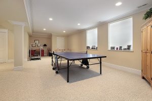 a ping pong table in a room