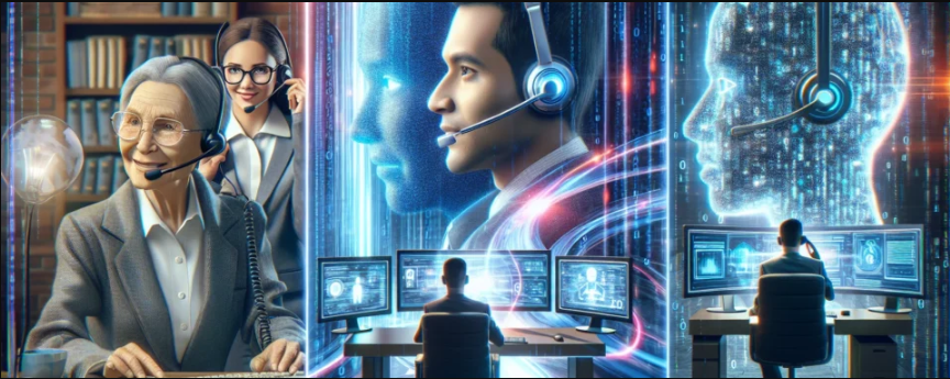 a man in a headset looking at a man in a headset