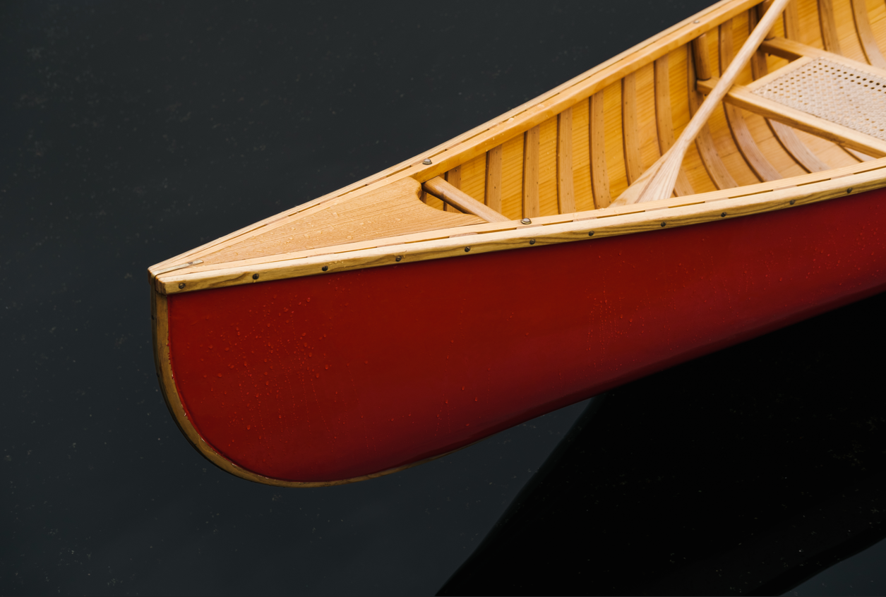 a close up of a canoe
